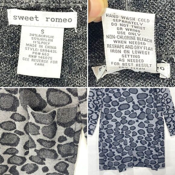 Sweet Romeo Womens Sz M Gray And Black Knit Pocket Cardigan Open Front - Picture 7 of 14